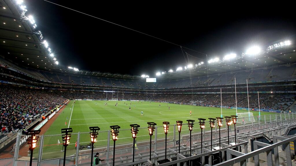 Torches were lit on Hill 16 during the 95th anniversary of Bloody Sunday during the International Rules Test between Ireland and Australia in November 2015. Photograph: Ryan Byrne/Inpho