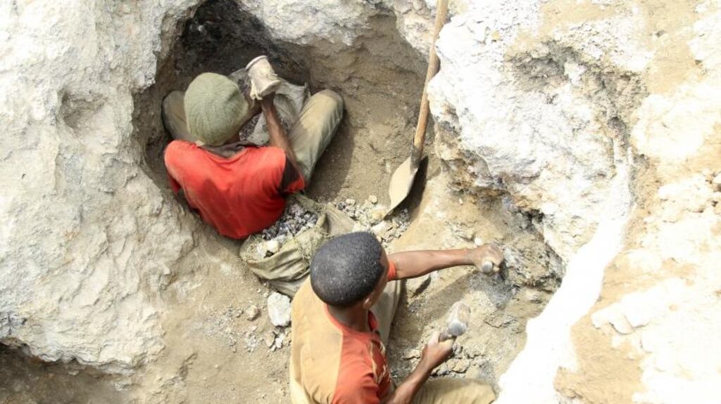 Artisanal miners pictured working at a cobalt mine-pit in Tulwizembe, Katanga province, Democratic Republic of Congo