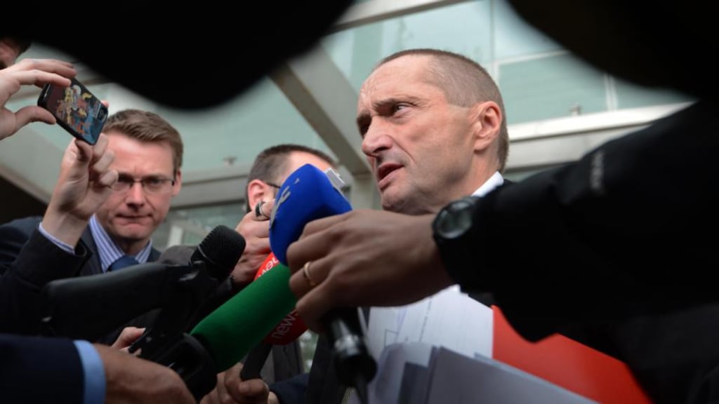 Solicitor John Devane speaking outside the Special Criminal Court after John Dundon was today sentenced to life in prison for the murder of rugby player Shane Geoghegan. Photograph: Eric Luke/The Irish Times