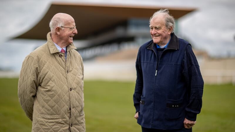 Curragh trainers John Oxx and Kevin Predergast at the launch of the Tattersalls Irish Guineas Festival. Photograph: Morgan Treacy/Inpho