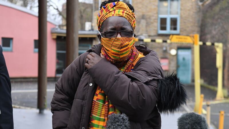 Rosamund Kissi-Debrah speaking to the media outside Southwark coroner’s court on Wednesday. Photograph: Kirsty O’Connor/PA Wire