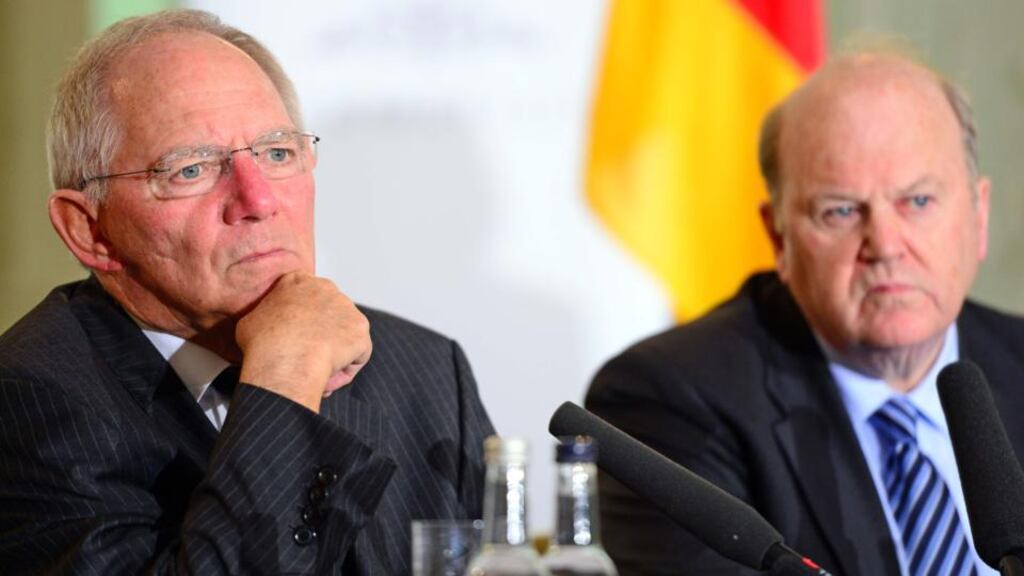 German finance minister Wolfgang Schäuble with the Minister for Finance Michael Noonan. Photograph: Eric Luke