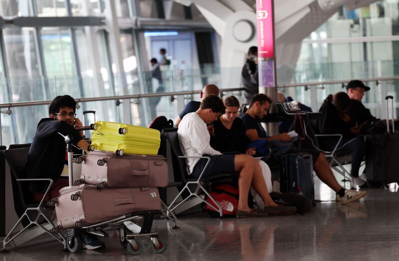 Misery in Heathrow. Photograph: Andy Rain/EPA