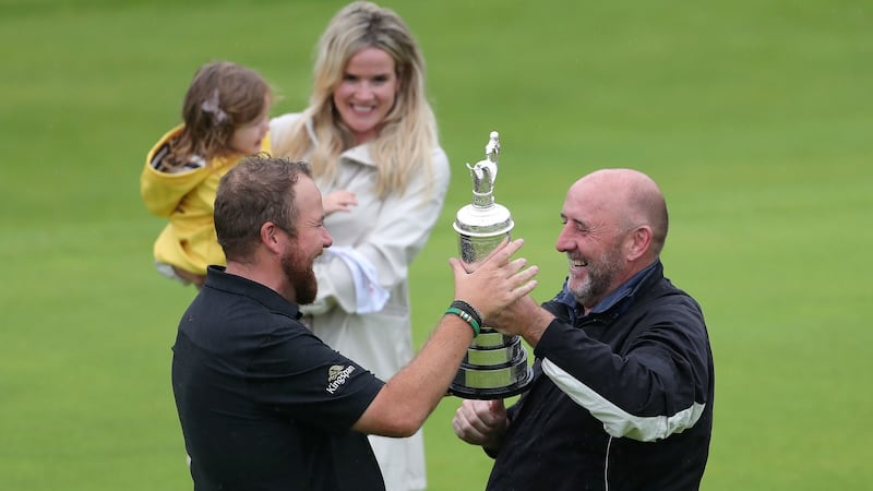 Shane Lowry’s dad Brendan Lowry with the Claret Jug. Photograph: PA