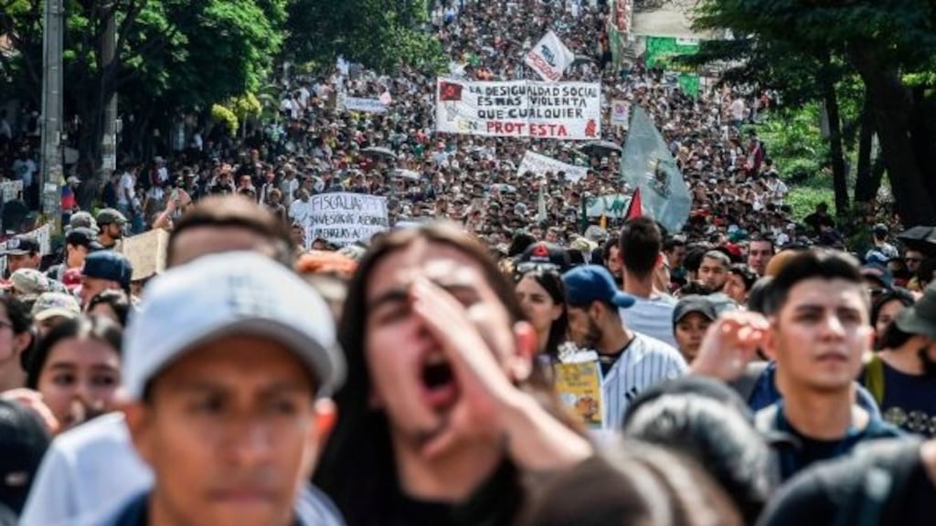 Three police were killed in a bomb blast late on Friday at a police station in Colombia. Photograph: Joaquin Sarmiento/AFP via Getty Images