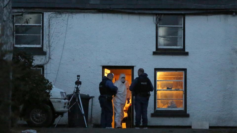 Activity at the scene in Feystown Road, Glenarm, Co Antrim, where two men were found shot dead in a farmhouse. Photograph: Paul Faith/PA Wire