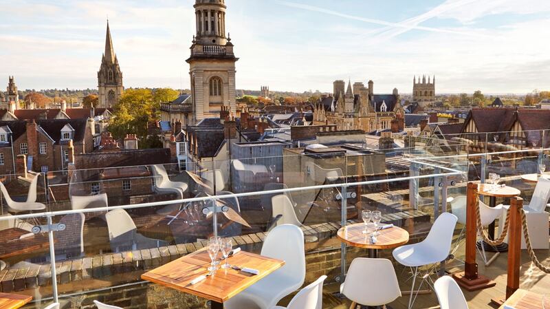 The rooftop terrace at The Varsity Club boasts stunning views. Photograph: The Varsity Club