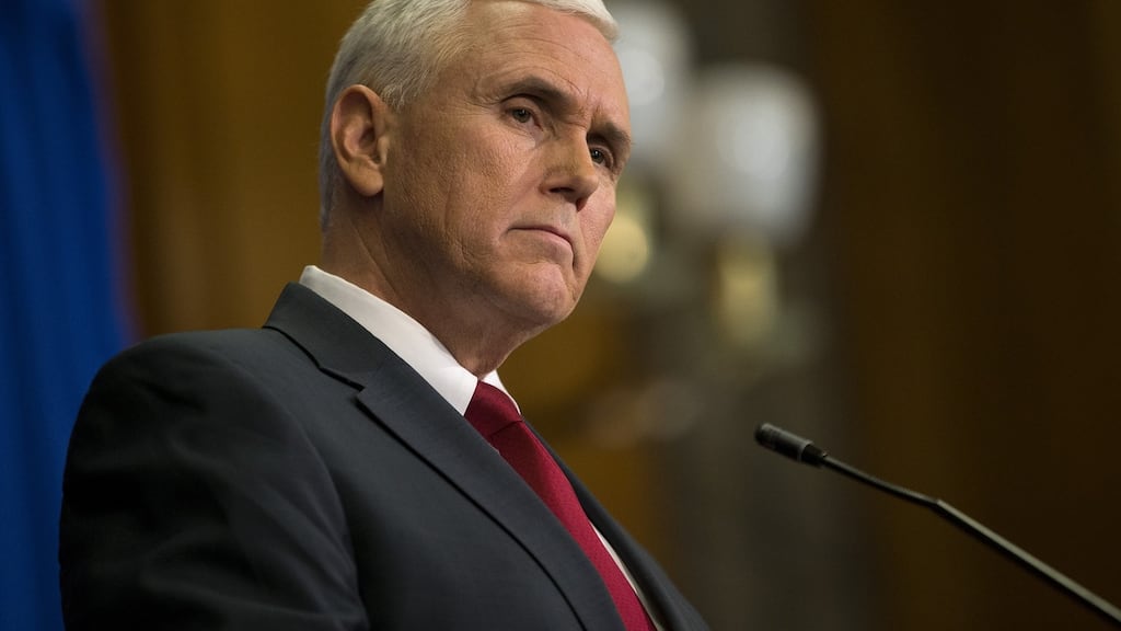 Indiana governor Mike Pence has been selected by Donald Trump to be his running mate. Mr Pence hails from an Irish Catholic family with grandparents from Sligo and Clare. Photograph: Aaron P Bernstein/Getty Images