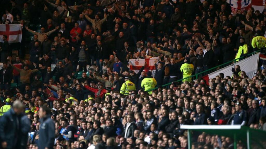 England fans during the International friendly at Celtic Park last night. Photograph: Andrew Milligan/Pa