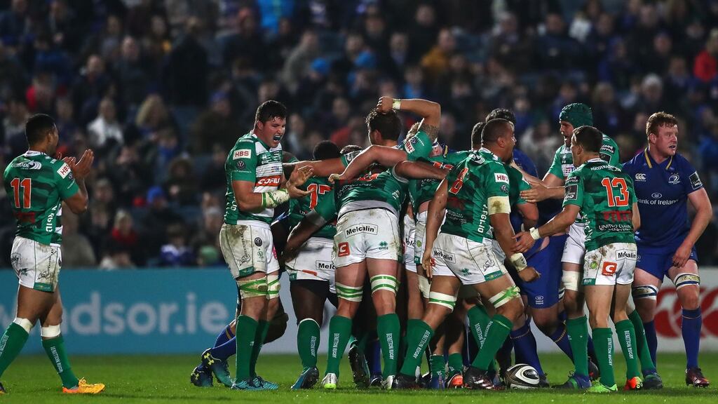 Benetton are awarded a penalty at the scrum during their Pro14 win over Leinster. Photo: James Crombie/Inpho