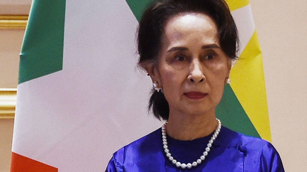 Aung San Suu Kyi is on trial in the capital Naypyitaw over charges that include illegal importation and possession of walkie-talkie radios and violating coronavirus protocols. Photograph: AFP via Getty