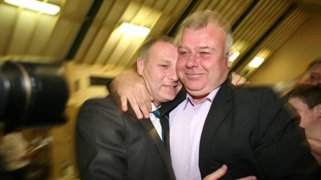 Newly elected TD Michael Fitzmaurice pictured with Sinn Féin candidate, Martin Kenny. Photograph: Brian Farrell