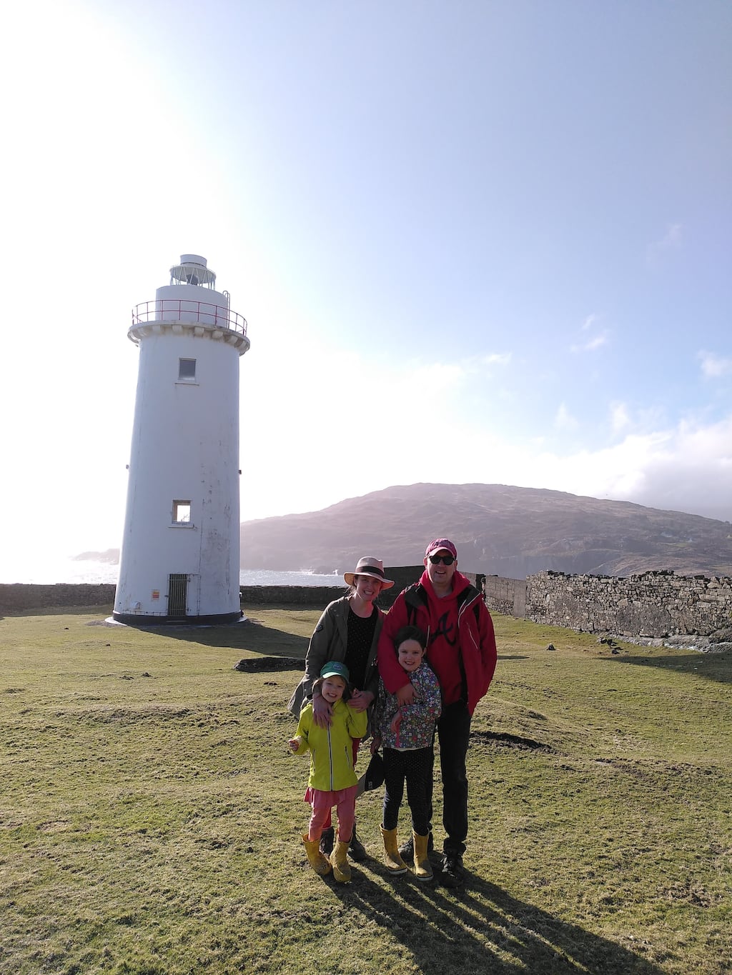 Alison Curry and her husband Ian Sloyan, and daughters Rosa and Marley, on Bere Island where they moved during Covid-19 pandemic. Pic via reporter David Forsythe