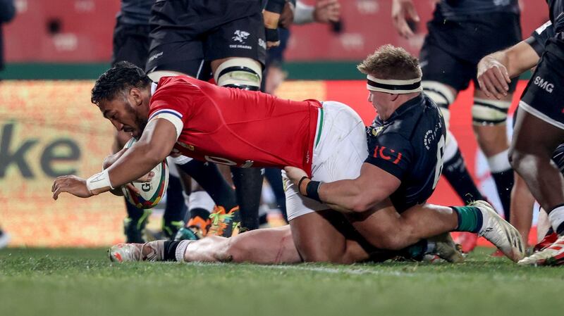 Bundee Aki scores a try during the British & Irish Lions win over Cell C Sharks. Photograph: Dan Sheridan/Inpho
