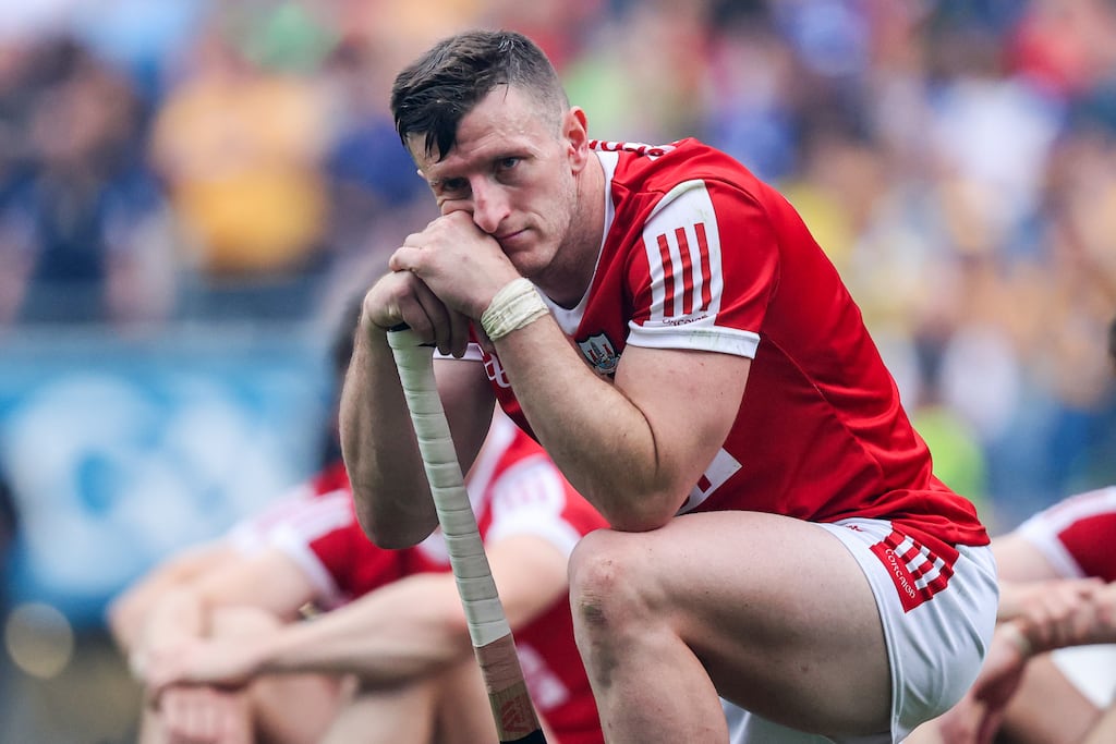 Cork's Patrick Horgan dejected after the game. Photograph: Bryan Keane/Inpho