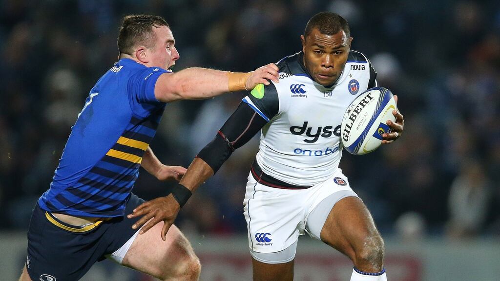 Leinster’s Peter Dooley chases Bath’s Semesa Rokoduguni at the RDS. Photograph: Billy Stickland/Inpho