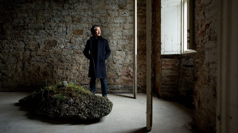 Michael Joo’s striped wreckage at Eva International 2016. Photograph: Miriam O’Connor, courtesy artist, Blain|Southern and EVA International.