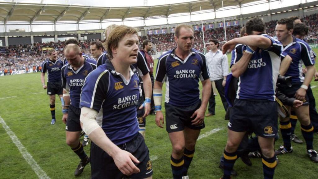 Brian O’Driscoll walks off with his teammates after beating Toulouse away from home in the 2006 Heineken Cup quarter-final. Photograph: Billy Stickland/Inpho