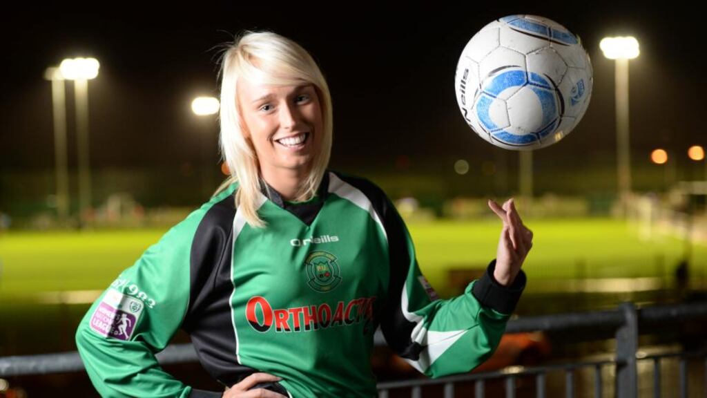 Stephanie Roche’s stunning goal for Peamount United against Wexford Youths has been shortlisted for Fifa’s Puskás Award for the best goal of the year. Photograph: Dara Mac Dónaill/The Irish Times