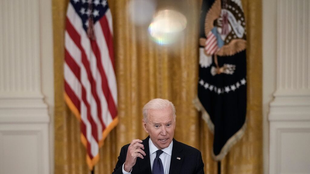 US president Joe Biden in the East Room of the White House. Photograph: Drew Angerer/Getty