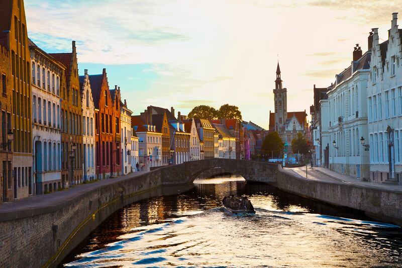 Canals in the city of Bruges were originally built as inner and outer defences. Photograph: Gonzalo Azumendi/Getty Images