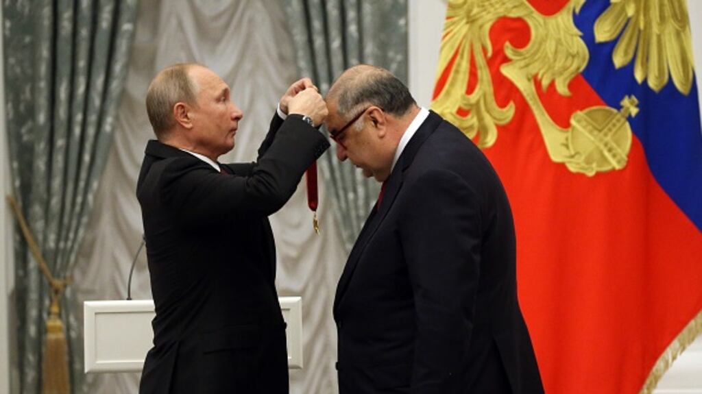Alisher Usmanov described as a “pro-Kremlin oligarch with particularly close ties to Russian president Vladimir Putin”. Photograph: Mikhail Svetlov/Getty Images