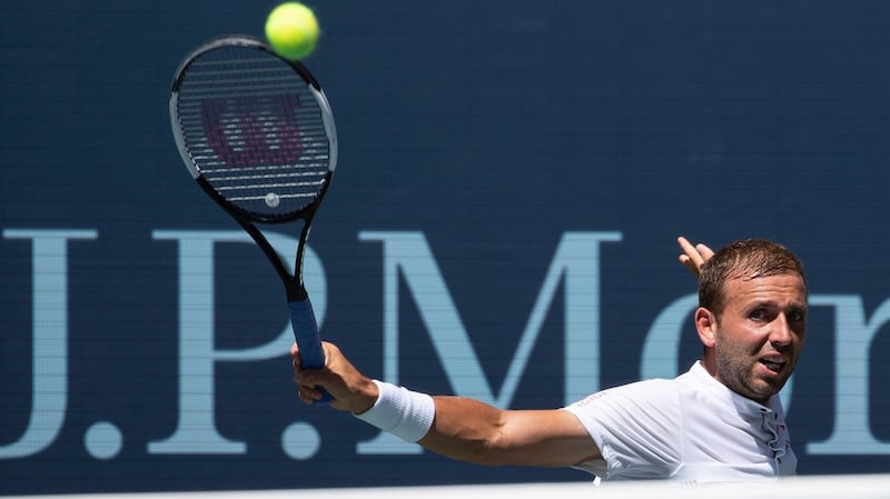 Dan Evans during his men’s third round singles match against Roger Federer at Arthur Ashe Stadium during the US Open. Photograph: Calla Kessler/New York Times