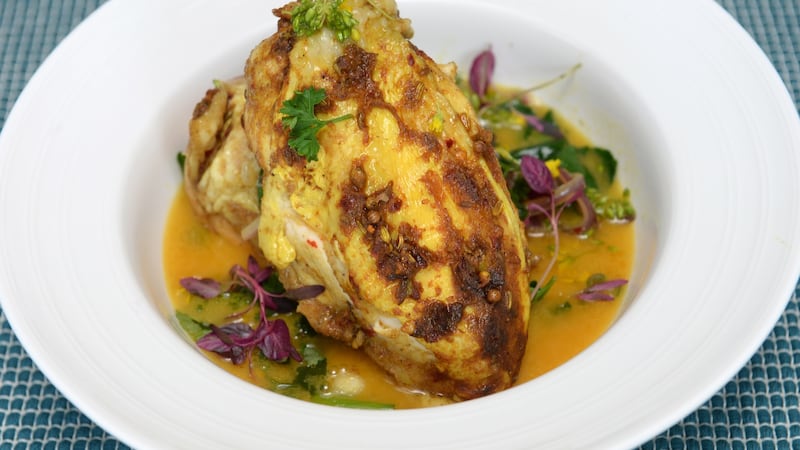 Lightly curried coconut chicken uses the whole chicken. Photograph: Dara Mac Dónaill