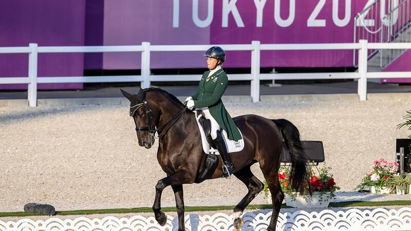 Heike Holstein rides Sambuca during the dressage individual grand prix. Photo: Libby Law/Inpho