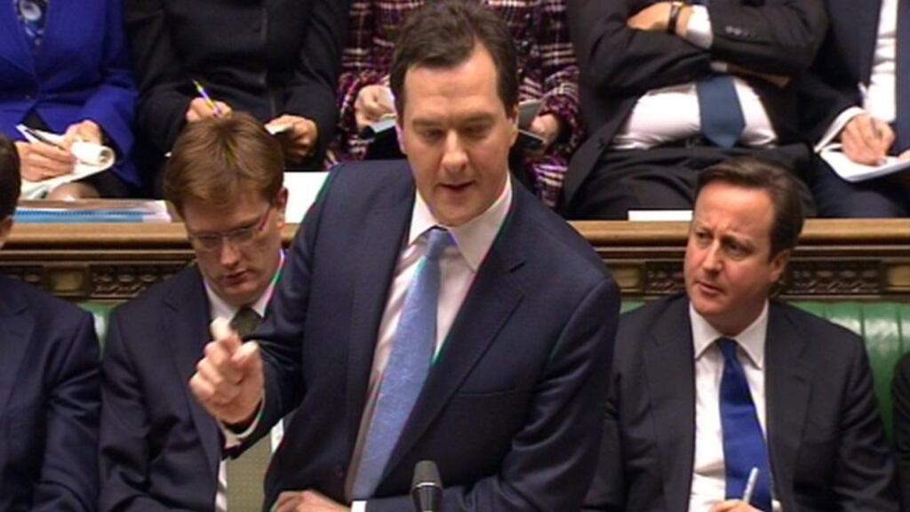 Chancellor George Osbourne delivers his budget to the House of Commons in Westminster.