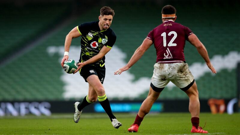 Ross Byrne would be an option for Ireland head coach Andy Farrell if Johnny Sexton fails to recover in time for the France game. Photograph: Ryan Byrne/Inpho