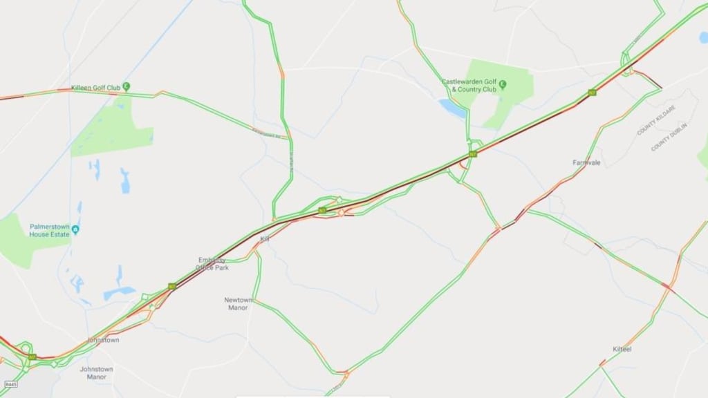 The incident occurred between junction 8 Johnstown and junction 9 Naas North. Photograph: Google Maps