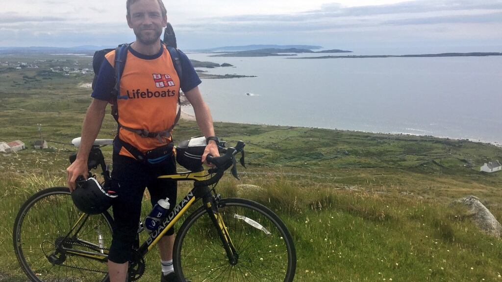 Shane O’Neill, round-Ireland cyclist, in Co Donegal