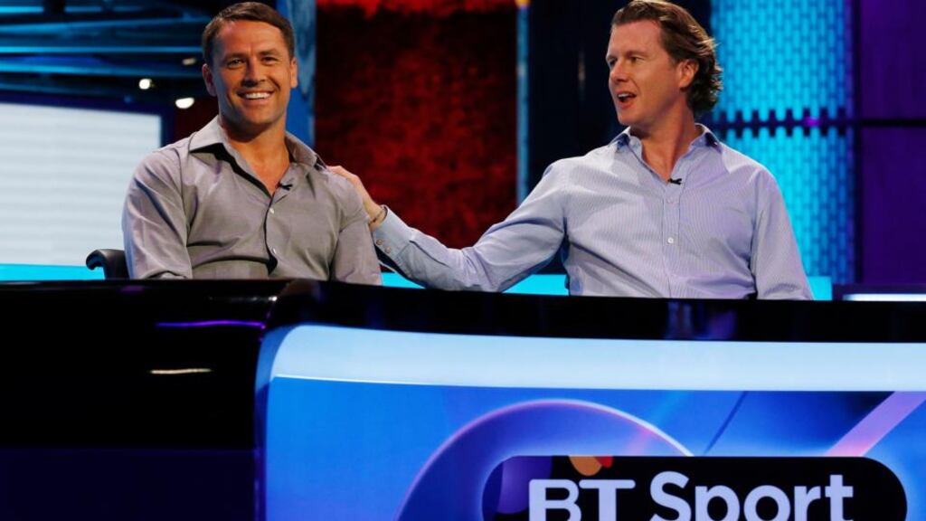 Michael Owen  and  Steve McManaman in the BT Sport channel studio in  London.