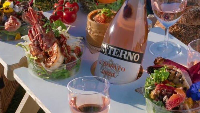 64wine’s picnic to go includes the use of a portable picnic table.