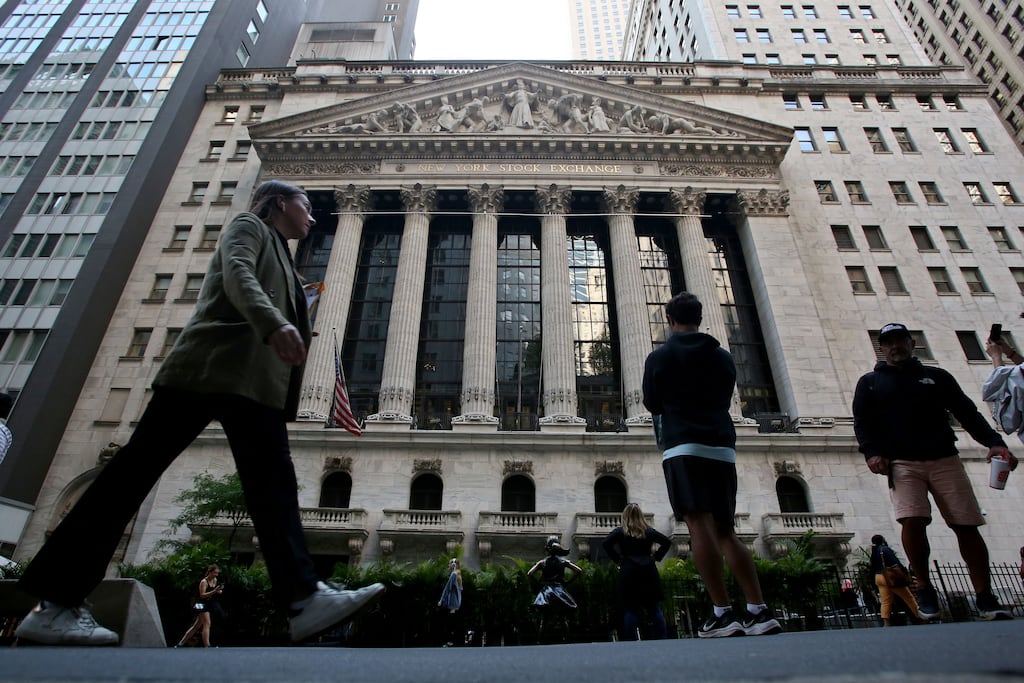 Wall Street’s main indexes climbed as investors braced for earnings from megacap growth and technology companies, while focusing on an interest rate decision from the Federal Reserve. Photograph: Leonardo Munoz/AFP