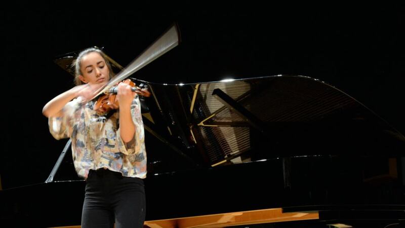 Claire Austen from Rathfarnham (Young European Strings) during rehearsals for the ESB Feis Ceoil Gala Concert at the National Concert Hall, Dublin. Photograph: Dara Mac Dónaill / The Irish Times