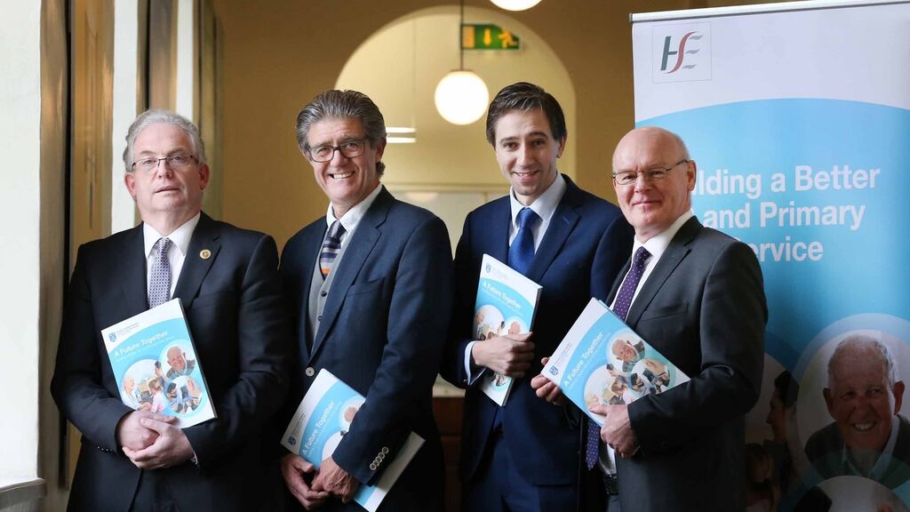 HSE Director General Tony O’Brien, Professor Tom O’Dowd, Emeritus Professor of General Practice, Trinity College, Minister for Health Simon Harris and HSE National Director of Primary Care John Hennessy at the launch of report on primary care. Photo: Sasko Lazarov/Photocall Ireland