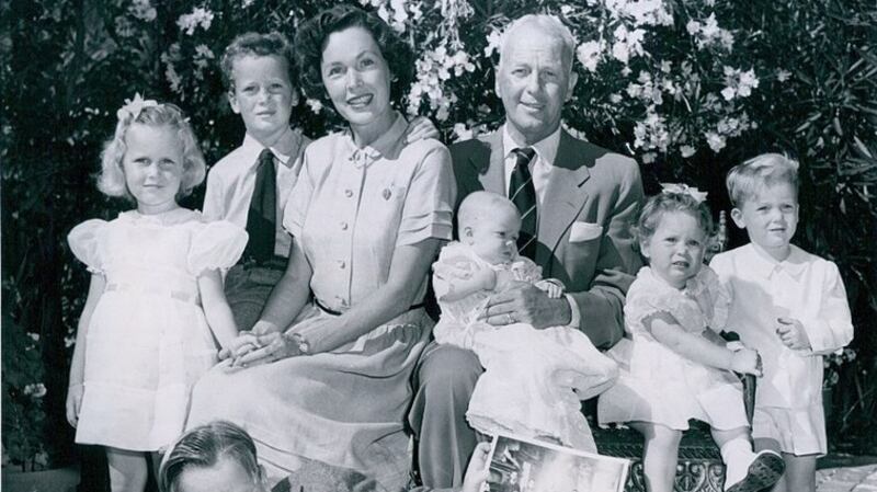 A photo of Maureen O’Sullivan and family, with Mia on the left, taken in 1950. Photograph: Wikimedia Commons