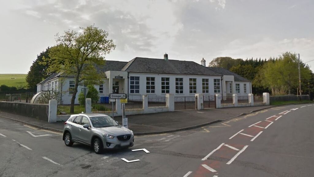 A section of plasterboard-type ceiling fell on to desks in Killyleagh Primary School in Co Down on Thursday morning. File photograph: Google Street View