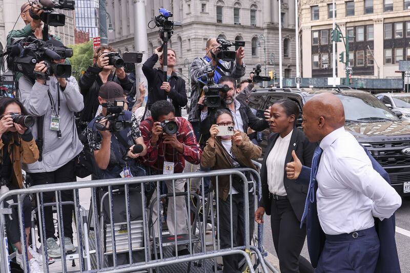 New York city mayor Eric Adams arrives at federal court in New York on Wednesday. Photograph: Sarah Yenesel/EPA