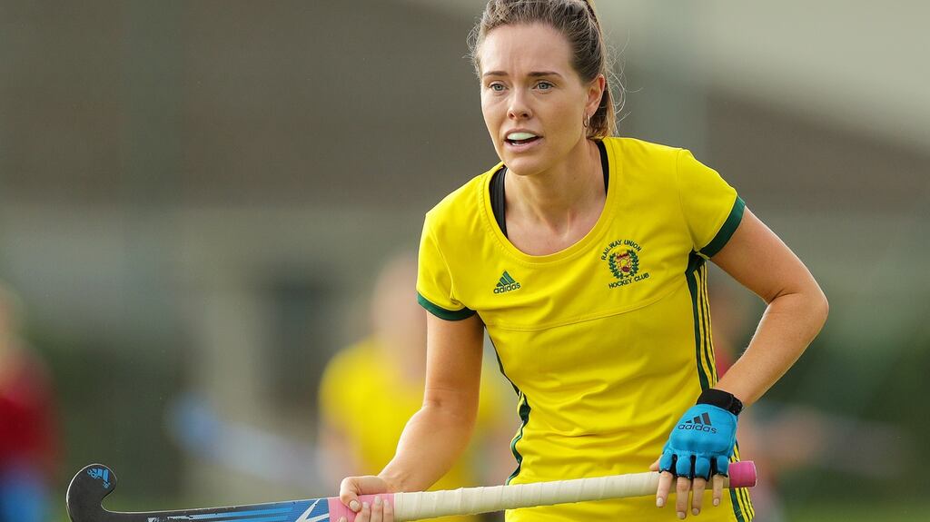 Zara Delany scored a hat-trick as Railway Union beat Belfast Harlequins 5-1. Photograph: Laszlo Geczo/Inpho