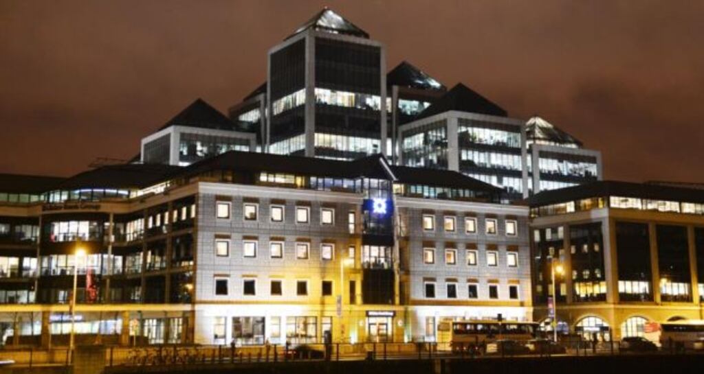 Ulster Bank’s headquarters in Dublin: the bank’s construction purchasing managers’ index, which is designed to track changes in activity posted 60.2 in May. Photograph: Alan Betson/Irish Times