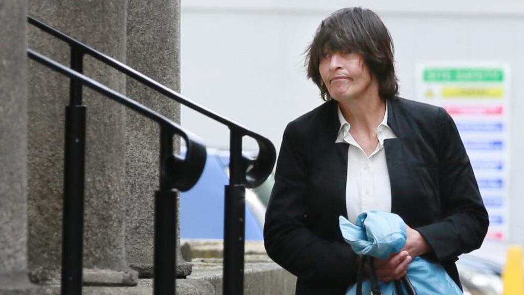 Karen Deegan arriving at the Circuit Civil Court yesterday for a civil court action taken by her former employers, Dunnes Stores. Photograph: Collins/Courts