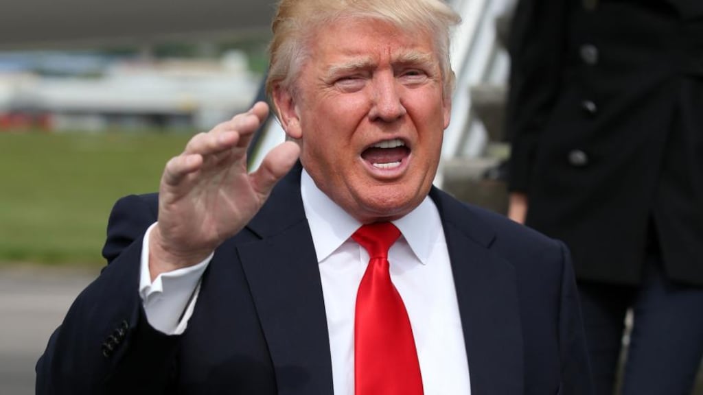 Donald Trump is in Co Clare. Speaking to radio, he said: “I’m going to announce something that I think is going to be very dramatic and is going to make a lot of people very happy on June 16th.” Photograph: PA