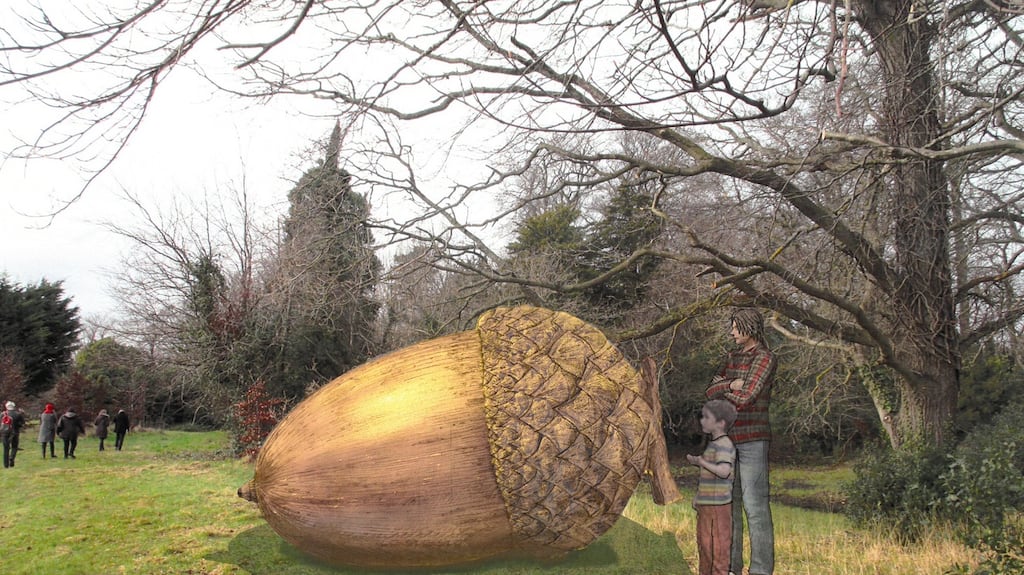 An artist’s impression of the giant acorn sculpture which will serve as a time capsule for 100 years in the grounds of Áras an Uachtaráin