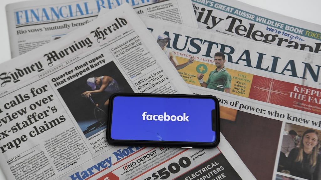 Facebook has stopped publishers and people in Australia from sharing or viewing news content in response to proposed media bargaining laws. Photograph: Lukas Cochepa