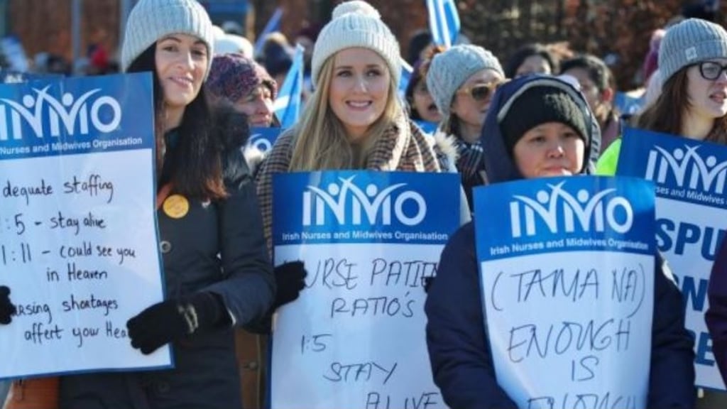 Nurses on the picket line at St Vincent’s Hospital in Dublin last week. Photograph: Collins