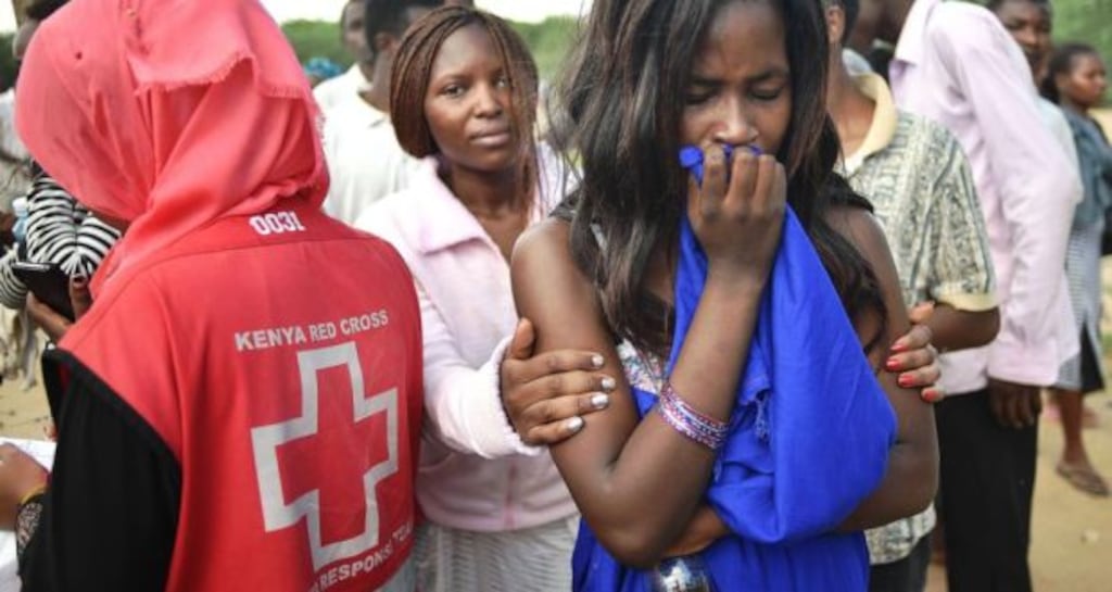 Students evacuated from Moi University during a terrorist siege gather together in Garissa on Friday to be transported to their home regions. Photograph: Carl de Souza/AFP/Getty