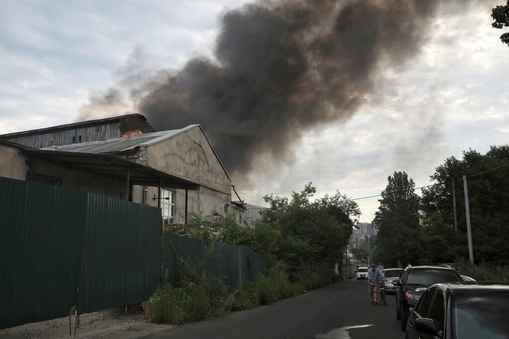 Smoke rises into the air after shelling in Odesa, Ukraine, on Saturday, July 16th, 2022. Photograph: Nina Lyashonok/AP/PA